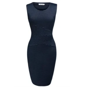 Black Friday BIG SALES Angvns Fashion Sleeveless High Waist Striped Patchwork Bodycon Dress Aphe