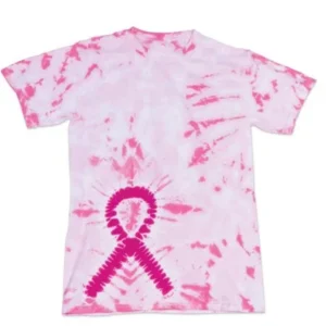 Pink Cancer Awareness Ribbon Youth Unisex Big Boys Big Girls Tie Dye T-Shirt Tee