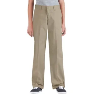 Genuine Dickies Girls' Traditional Flat Front School Uniform Style Pants
