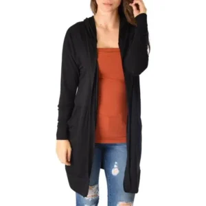 Lyss Loo Long-Line Hooded Cardigan With Pockets