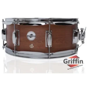 GRIFFIN Snare Drum Poplar Wood Shell 14" x 5.5" with Flat Hickory PVC 8 Metal Tuning Lugs & Snare Strainer Throw Off Percussion Instrument with Drummers Key, Coated Head Marching Kit Set