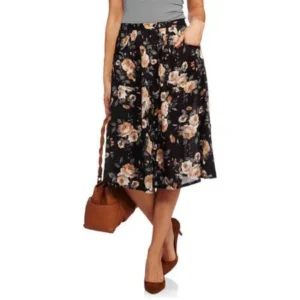 French Laundry Printed Button Front Midi Skirt with Pocket Detail