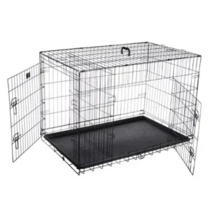 Pet Trex 42" Folding Pet Crate Double Door Kennel Wire Cage for Dogs, Cats or Rabbits