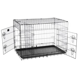 Pet Trex 36" Folding Pet Crate Double Door Kennel Wire Cage with Divider, 36 Inch