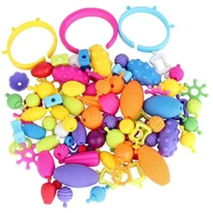 Plastic Beads Toy 85 PCS NO NEED STRING Girls Jewelry DIY Necklace Bracelet Assembly Creative Educational Crafts Pop Style