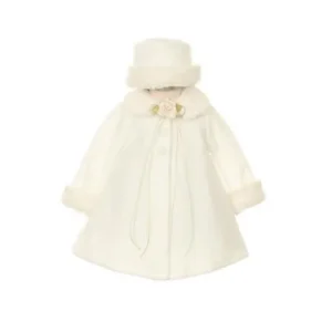 Kids Dream Ivory Fleece Faux Fur Collar Stylish Coat Baby Girl 6M