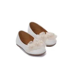 Kids Dream Ivory Organza Flower Ballet Flats Girl Dress Shoes 2 Kids