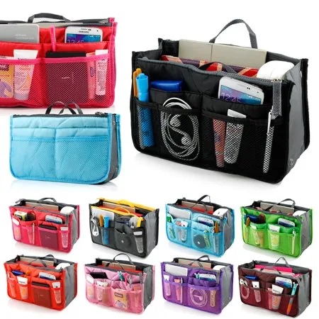 Lady Women Travel Insert Organizer Compartment Bag Handbag Purse Large Liner Tidy Cosmetic Makeup Pouch Storage Tote Bag