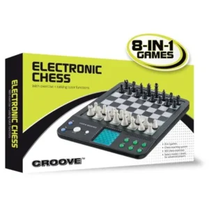 Croove Electronic Chess and Checkers Set with 8-In-1 Board Games, For Kids To Learn and Play