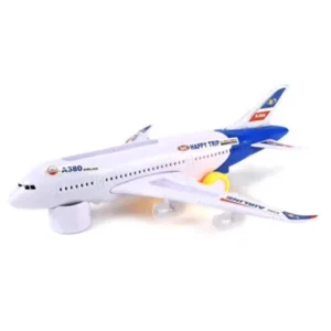 Mini Deluxe A380 Happy World Airways Children's Kid's Bump & Go Battery Operated Toy Plane, Awesome Flashing Lights & Sounds