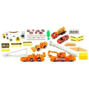 Supreme Construction Site 40 Piece Mini Diecast Toy Vehicle Playset w/ Variety of Vehicles, Accessories