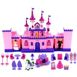 My Beautiful Castle 34 Toy Doll Playset w/ Lights, Sounds, Prince and Princess Figures, Horse Carriage, Castle Play House, Furniture, Accessories