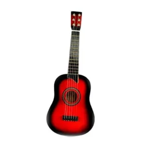 V. Toys Classic Acoustic Beginners Childrens Kids 6 Stringed Toy Guitar Musical Instrument w/ Pick, Extra String (Red)