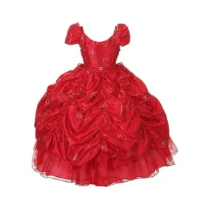 Rain Kids Girls 4 Red Taffeta Sequin Pickup Pageant Dress