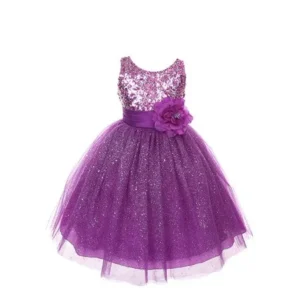 Rain Kids Girls 2T Purple Sequin Sleeveless Tulle Pageant Dress