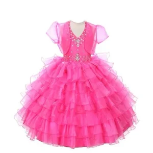 Rain Kids Girls 8 Fuchsia Jeweled Halter Pageant Dress Sheer Jacket