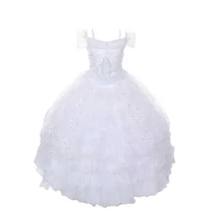 Rain Kids Girls 14 White Off Shoulder Ruffle Organza Communion Dress