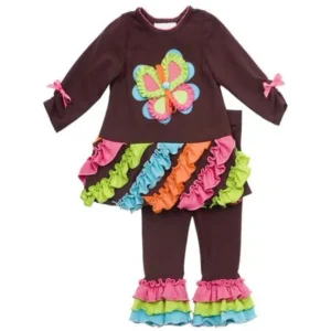 Rare Editions Girls Clothing : Brown Butterfly Pant Set FINAL SALE 4-one left