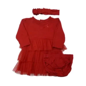 Carters Infant Girls Red Ruffles Party Dress Christmas Outfit with Headband