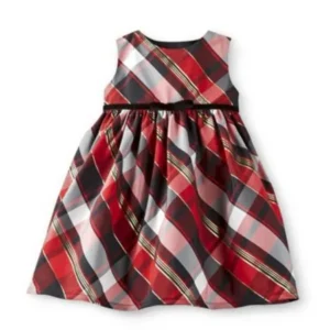 Carters Infant Girls Red Plaid Sleeveless Tafeta Party Dress