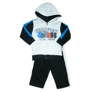 Kids Headquarters Infant Boys Champion Outfit White Hoodie & Sweatpants Set