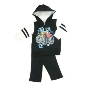 Kids Headquarters Infant Boy Monster Truck Outfit Black Hoodie Sweatpants