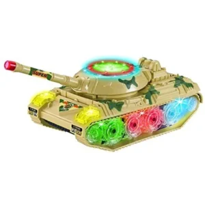toyze military tank toy for kids, with lights and real sounds, bump and go action