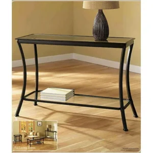 Mendocino Console Table, Metal & Glass