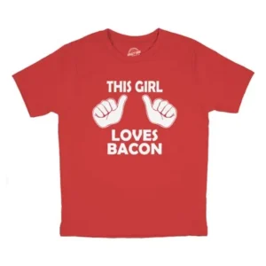 Kids This Girl Loves Bacon T-Shirt Funny Youth Shirt For Girls