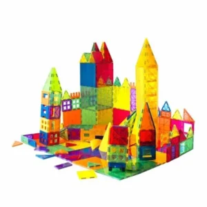 Magnet tiles Mag-Genius Award Winning building Magnet Tiles Toy Clear Colors Brain Building Blocks Set With New Cylinder Design True 3D Building Blocks 141 + 2 bonus Piece Set + Bonus Storage Bin