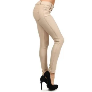 Women's Colored Jean Look Jeggings Spandex Leggings Yoga Pants Camel Large