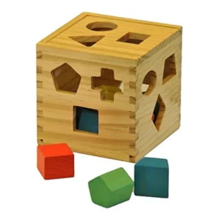 Finely Crafted, Wood Shape Sorting Cube - Box Educational Toy for Toddlers & Young Children
