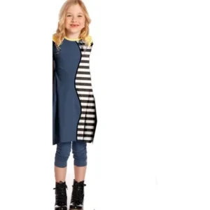 Girls Blueberry Stripe Charcoal Monique Designer Fall Dress 10