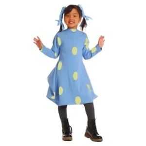 KidCuteTure Little Girls Provence Blue Polka Dots Danna Designer Fall Dress 2
