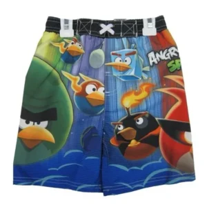 Angry Birds Little Boys Navy Blue Character Printed Swim Wear Shorts 2T