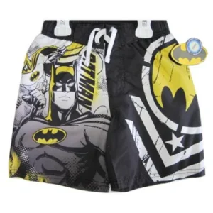 Batman Boys Black White Cartoon Character Print Swim Wear Shorts 10