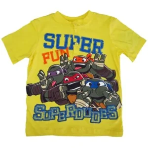 Little Boys Yellow Mutant Ninja Turtles Hero Print T-Shirt 4-7