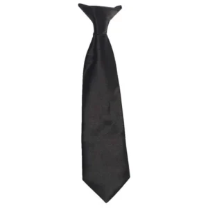 Toddler Little Boys Black Satin Clip On Formal Wear Tie 9in-15in