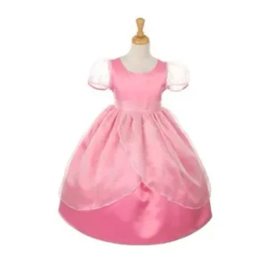 Little Girls Pink Sparkly Organza Satin Princess Flower Girl Easter Dress 4