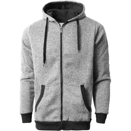 VW Mens MARLED ZIP UP HOODIE Brushed Lightweight Soft Sweater 1VWC0002