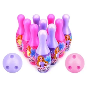 VT Princess Sport Children's Mini 12 Piece Toy Bowling Set w/ 10 Pins, 2 Bowling Balls