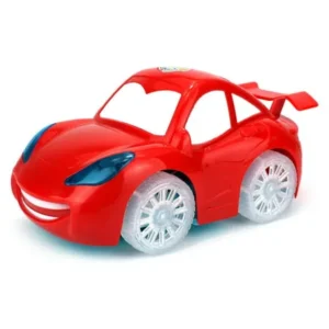 Happy Smiling Coupe Battery Operated Bump and Go Toy Car w/ Ultra Bright LED Lights, Sounds (Colors May Vary)