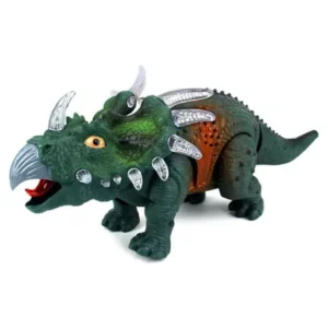 Prehistoric Dinos Triceratops Battery Operated Toy Dinosaur Figure w/ Realistic Movement, Lights and Sounds (Colors May Vary)