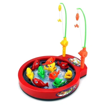 Bass Beat Fishing Game Toy for Kids Battery Operated Rotating Novelty Toy Fishing Game Set with 2 Fishing Rods, Sounds, Music, Brand New in Box (Colors May Vary)