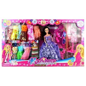Madilynn Fashion Children's Kid's Toy Doll Playset w/ 16 Different Dress Outfits, Princess Doll, Accessories