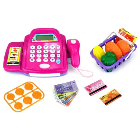 Fun Store Educational Pretend Play Battery Operated Toy Cash Register w/ Working Scanning Action and Calculator, Accessories