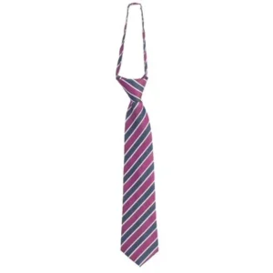 Boys Magenta Navy Striped Special Occasion Zipper Tie 2-18