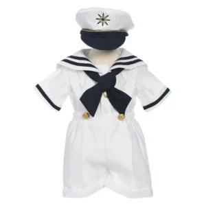 Baby Boys White Shorts Shirt Sailor Hat Outfit 3-24M