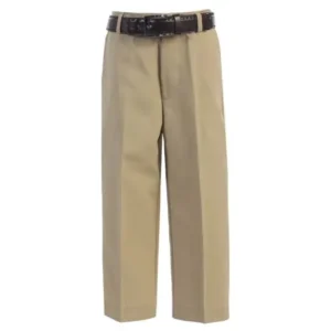 Little Boys Khaki Flat Front Solid Belt Special Occasion Dress Pants 2T-7