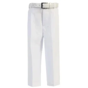 Boys White Flat Front Solid Belt Special Occasion Dress Pants 8-20